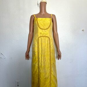 Vintage Yellow Silk(?) Sheath Dinner/Evening Dress M/L